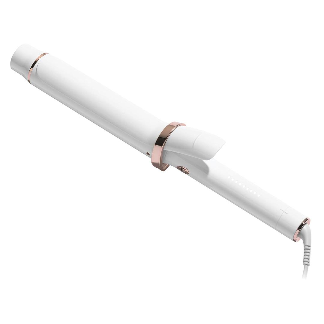 T3 SinglePass Curl X Extra-Long Barrel 1", 1.25", 1.5" Curling Iron with 9 Heat Settings and Ceramic Barrel for Fast Styling and Lasting Results on All Hair Types (1.5" Clip Iron, White/Rose Gold)