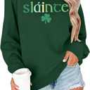 St Patricks Day Sweatshirt Women St Patricks Day Shirt Funny Shamrock Sweater Irish Lucky Long Sleeve Pullover Tops (Green, XXL)