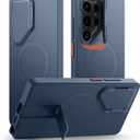 SURITCH for Samsung Galaxy S25 Ultra Phone Case, Magnetic Protective Cover with Camera Cover & Adjustable Metal Kickstand for Galaxy S25 Ultra (2025)-Dark Blue