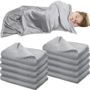 Breling 10 Pcs Cot Blanket Toddler Daycare Nap Blanket for Kids 39 x 47 Inch Fleece Baby Warm Fluffy Cozy Rest Time Supplies for Classroom, Preschool, Daycare or Nursery(Dark Gray)