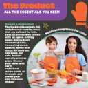 Cooking Essentials Set - 9 Pc. Kit Includes Recipes, Apron, Cutting Board, Mixing Bowl, Measure Cups, Spoons, Homemade Holiday Gifts