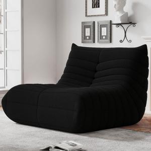 WHGBJA Bean Bag Chairs for Adults, BeanBag Reading Chair Memory Foam Couch, Floor Chair Soft Teddy Material, Comfy Reading Nook Chairs for Bedroom Living Room Office (Black), Single