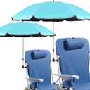 Beach Chair Umbrella with Universal Clamp,360 Adjustable Sunshade Umbrella, Clip on Parasols for Patio, Wheelchairs, Golf Carts (Blue, 2 pack)
