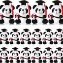 16 Pcs Mini Graduation Plush Gift Stuffed Animal with Cap Sash and Diplomas Graduation Doll Class of 2025 Present for College High School Party Decoration(Panda)