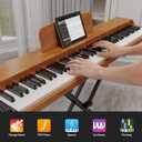 88 Key Weighted Keyboard Piano with Sustain Pedal, Power Adapter & Sheet Music Stand - Home Digital Piano, Brown (Keyboard Only)