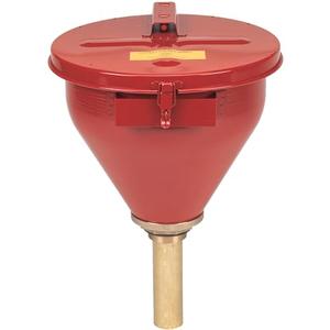 Justrite 2.6 Gallon Drum Funnel for Flammables with Emergency-Fusing Self-Closing Cover, Flame Arrester, and 2" Bung Hole Adapter, Made in The USA, 08207