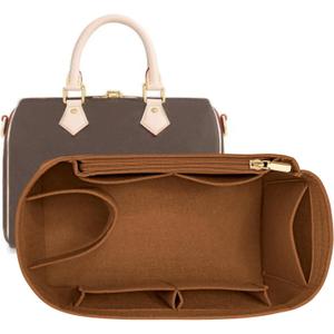LOUKAYCCI Purse Organizer Inserts for Speedy 30 Felt Purse Inserts HandBag and Tote bag Neverful Organizer Insert (EarthColor,Large)