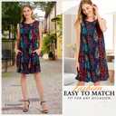 Scotamalone Summer Dresses for Women Casual Beach Travel Vacation Floral Tshirt Sundress Tank Dress Sleeveless with Pockets (XXXL)