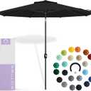 Midtown Umbrellas Sunbrella Umbrella 9 Feet Outdoor Umbrella With Black Acrylic Fabric - Auto-Tilt Aluminum Frame Patio Umbrella For Backyard, Deck, Garden, Pool - Black Pole