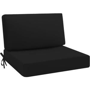 idee-home Outdoor Cushions for Patio Furniture, Outdoor Seat Cushion, Waterproof Hampton Bay Deep Seat Replacement Couch Chair Cushions for Garden Lawn Backyard Deck, 26.5 x 26.5 Black