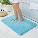 Bathroom Rugs Non Slip Washable, Ultra Thick Soft Microfiber Absorbent Bath Mats, High Density Foam Latex Non Slip Backing Bath Rugs, Fluffy Floor Carpet for Tub&Shower 24x17, Teal