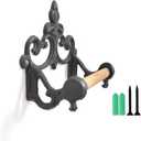 Cast Iron Toilet Paper Roll Holder Wall Mounted Vintage Rustic Tissue Roll Holder Decor for Kitchen and Bathroom Included Screws and Anchors