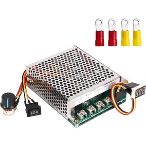 PWM DC Motor Speed Controller, DC 10V-55V / Rated 60A / Max 100A Brush Motor Stepless Speed Controller with LED Display & Forward-Brake-Reverse Switch & Ajustable Potentiometer