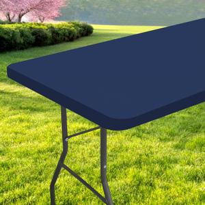 Rectangle Table Cloth, Waterproof Elastic Fitted Tablecloth for 4 Foot Folding Tables, Washable Polyester Tablecloths for Picnic, Camping, Outdoor (Navy Blue, 30"x48")