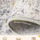 9x12 Grey Beige Washable Area Rug for Living Room, Vintage Print