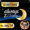 Always ZZZ Overnight Disposable Period Underwear for Women Extra Large/2LX, 360° Coverage for WorryFree Nights, 14 Count (2 Packs of 7)