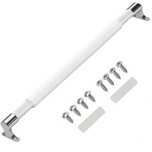 Universal RV Screen Door Cross Bar Handle 21.5" to 32" Adjustable Comfortable Push Grab Rod Support Part Fits Most Campers, Travel Trailers - Aluminum Rod + Zinc Alloy Base