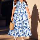 Women Plus Size Summer Dress - Easter Spring Floral Wedding Guest Maxi Long Dress (Black, XXXL)