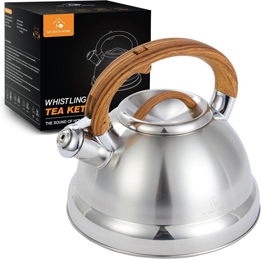 3.1 QT Whistling Tea Kettle, Large Stainless Steel Teapot for Stovetop, 3.1 Quarts