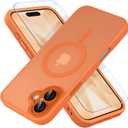 Misea Magnetic for iPhone 17 Case Compatible with MagSafe [Military Grade Drop Protection] Full Camera Lens Protector Translucent Matte Phone Case for Women Girls 6.3 inch, Orange
