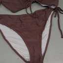 Daci Women's Plus Size Triangle Bikini Set, Sexy Tie Front Two-Piece Swimsuit (Brown)