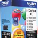 Brother Genuine High Yield Black Ink Cartridges, LC2032PKS, Replacement Black Ink Two Pack, Includes 2 Cartridges of Black Ink, Page Yield Up To 550 Pages/Cartridge, LC203
