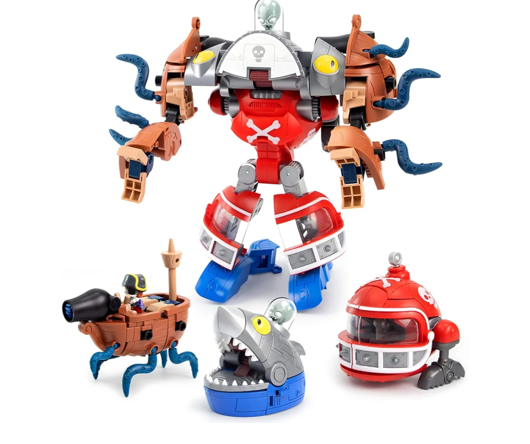 Maikerry 3-in-1 PVZ Toy Figure Set, Deformation Shark Boss Robot, Action Figures, Birthday & Party Gifts for Boys & Girls