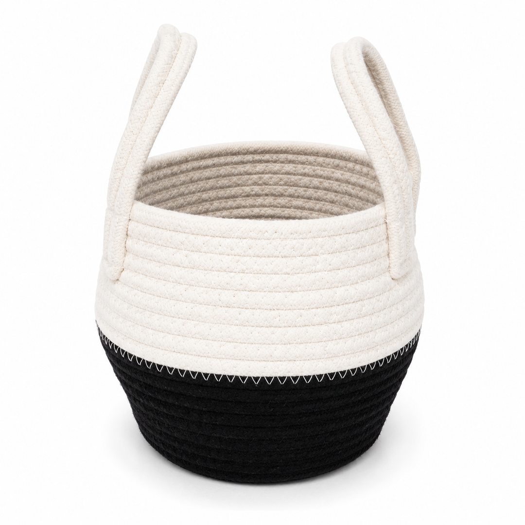 Planter Baskets for Indoor Planters Cotton Rope Flower Plant Pots Cover,Woven Storage Baskets for Crafts,Organization Modern Home Decor  Black&White