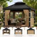 10x12 Gazebo Curtains with PVC Windows, 4 Privacy Side Panels, Brown