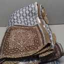 King Size Quilt Set 3 Pieces Lightweight Reversible Bedspread-98''x106'' Soft Patchwork Border Floral Coverlet Luxurious Warm Microfiber Bed Cover All Season Brown Bedding Set(1 Quilt,2 Pillow Shams)