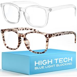 livho High Tech Blue Light Glasses - Advanced Blue Light Blocking Computer Glasses - Screen Fatigue & UV Protection (*B5 Leopard+clear)