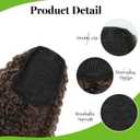 Drawstring Ponytail Extension for Women Afro Kinky Curly Synthetic 26 Inch Long Ombre Brown Pony Tails Hair Pieces for Quick Secure Hairstyle Daily Use