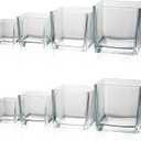 Set of 8 Square Glass Vases for Centerpieces  2.36in /3.15in/ 4in/5in Clear Short Flower Vase, Plant Terrariums, or Candle Holders for Wedding Centerpieces, Office Decor, Home Dcor, Parties