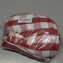 Amzdecor Red White Buffalo Plaid Valance Linen Sheer Cafe Curtain Buffalo Check Plaid Rod Pocket Rustic Farmhouse Kitchen Window Treatment for Living Room Bedroom,1 Panel, 55''x15'',Burgundy and White