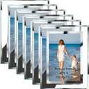 Hoikwo Bulk 4x6 Simple Elegant Picture Frames, 6 Packs Silver Photo Frames 4 by 6, Glass Wedding Frames 4x6, Clear Mirror Wedding Photo Frames, Only for Tabletop Display Vertically or Horizontally