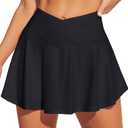 IUGA V Cross Swim Skirt High Waist Tummy Control Beach Vacation Essentials Bathing Suit Swimsuit Tankini Bikini Bottoms, Medium