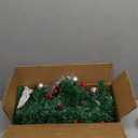 Pre-lit Artificial Christmas Garland, Green Rattan with Silver Flower Decorations and Battery Operated LED Lights for Home Stairs Fireplace Front Porch Door Display Indoor Outdoor Christmas Decor - 9FT