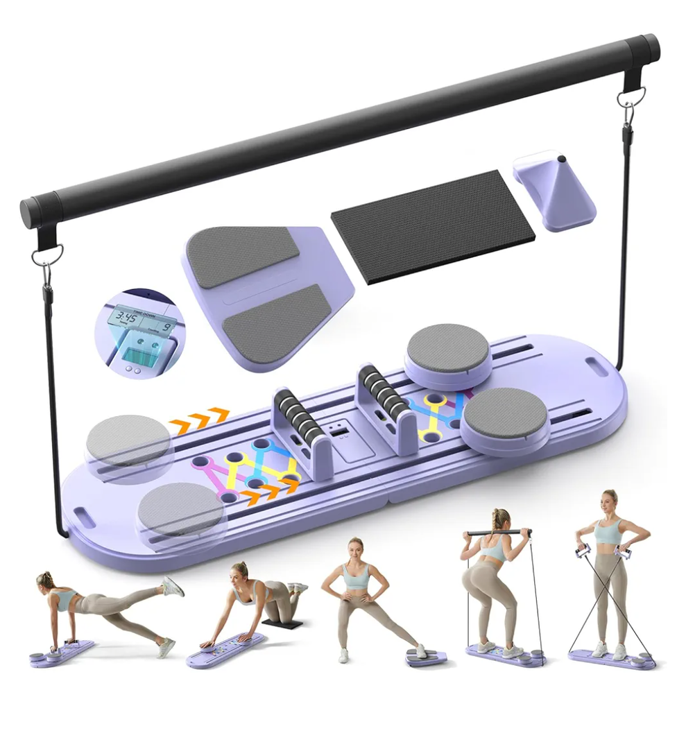 Pilates Board,Multifunctional Rebound Abdominal Board,Foldable Pilates Reformer Set, Ab Core Trainer Machine,Ab Exercise Board,Abs Workout Equipment for Women Home Gym Equipment