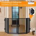 Dog Gate Free Standing with Door for Stairs, 36" Tall Dog Fence Freestanding Indoor Outdoor Use for Doorways, Metal Black 4 Panels