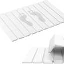 THMINS Foldable Large Stone Bath Mat 24x16 inch, Diatomaceous Earth Bath Mat, Super Absorbent, Quick-Drying, Non-Slip, Space-Saving, Easy to Clean for Bathroom/Kitchen (23.6x15.4'', Regularwhite 1 Pack)