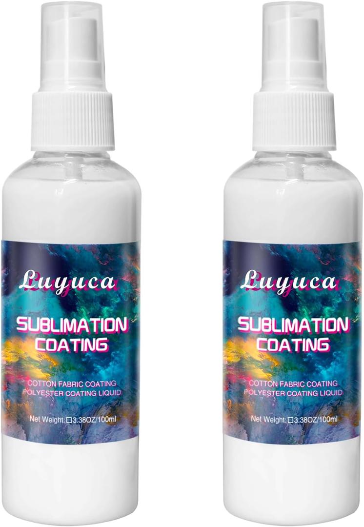 Sublimation Spray, 2PC 100ML Sublimation Coating Spray for Cotton Shirts, Canva Coating Liquid, Quick Dry, Super Adhesion, Waterproof, High Gloss