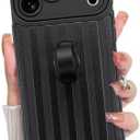KANGHAR Compatible with iPhone 17 Pro Max Case 2025, Silicone Stripes Cute Pattern, Wristband Kickstand Camera Protection Soft Slim Cover for Girls Women -Black