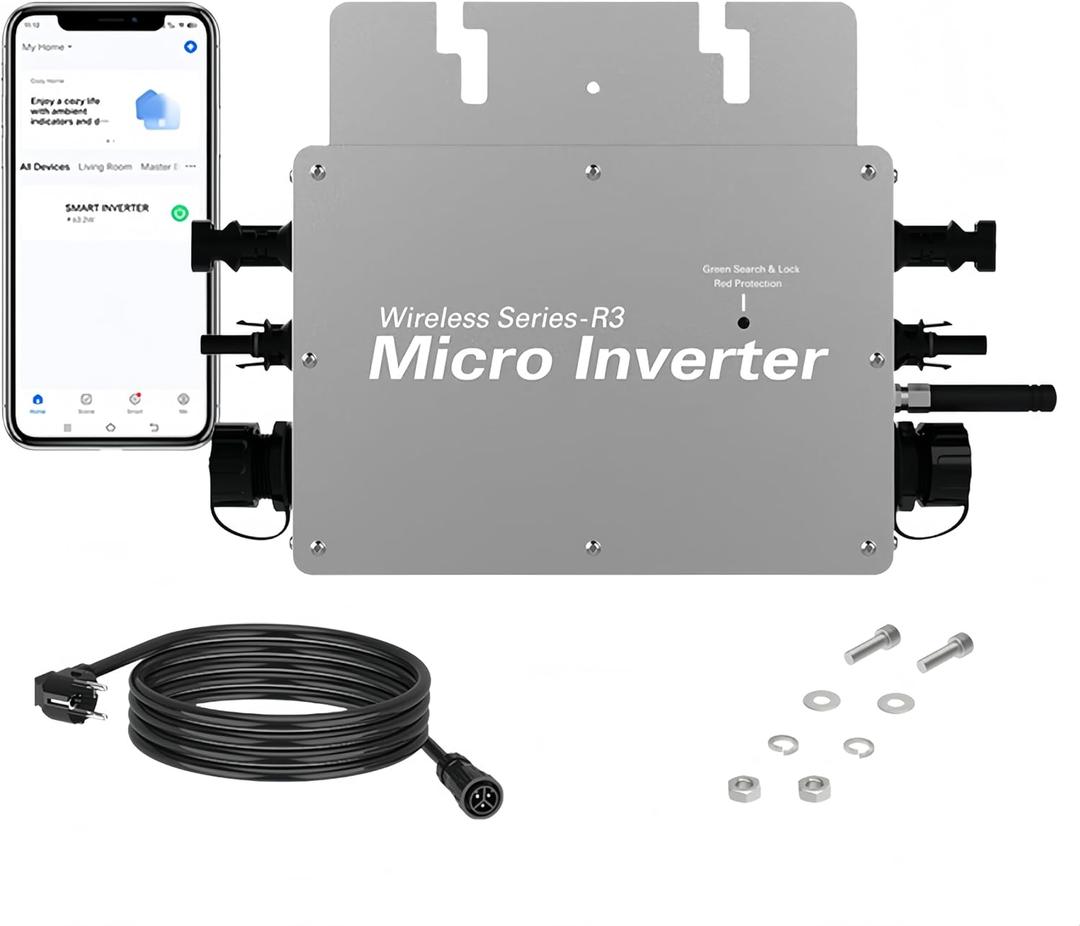 700 W microinverter Solar with 3 m Data Cable, Grid tie Inverter, Micro inverters for Solar Panels Ideal for Small Home Solar Power System
