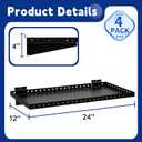 Heavy Duty Slatwall Shelf 24x12Inch, Steel Slatwall Accessories Storage Rack for Garage, Retail, Workshop (4, 24x12Inch)