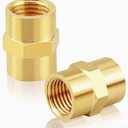 Brass Pipe Fitting NPT Coupler, 1/4" x 1/4" Standard NPT Female thread (pack of 2)