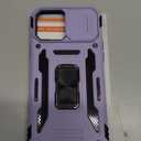 DEERLAMN Case for iPhone 13 Pro Max with Slide Camera Cover+Screen Protector(1 Pack),Rotated Ring Kickstand Military Grade Shockproof Protective Cover 6.7 Inch-Light Purple