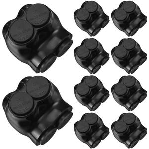 10 Pcs Insulated Multi Cable Connectors 2 Port Single Entry Splice Electrical Power Connector Black Interconnect Terminals Pre Filled (3/0-6 AWG Wire Range)