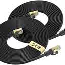 BUSOHE Cat 8 Ethernet Cable 15 FT 2-Pack, 40Gbps 2000MHz Cat8 High Speed Flat Internet Network Patch Cord, SFTP Shielded LAN Wire with Gold Plated RJ45 Connector for Outdoor Indoor - 15FT Black