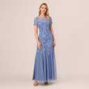 Adrianna Papell Women's Beaded Gown with Godets, French Blue, Size 12