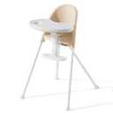 Funny Supply 3-in-1 Cute Folding High Chair, High Chairs for Babies and Toddlers, Modern Space Saving Highchair with Removable Double Tray, Easy to Clean, Light Weight Baby Feeding Chair, Cream